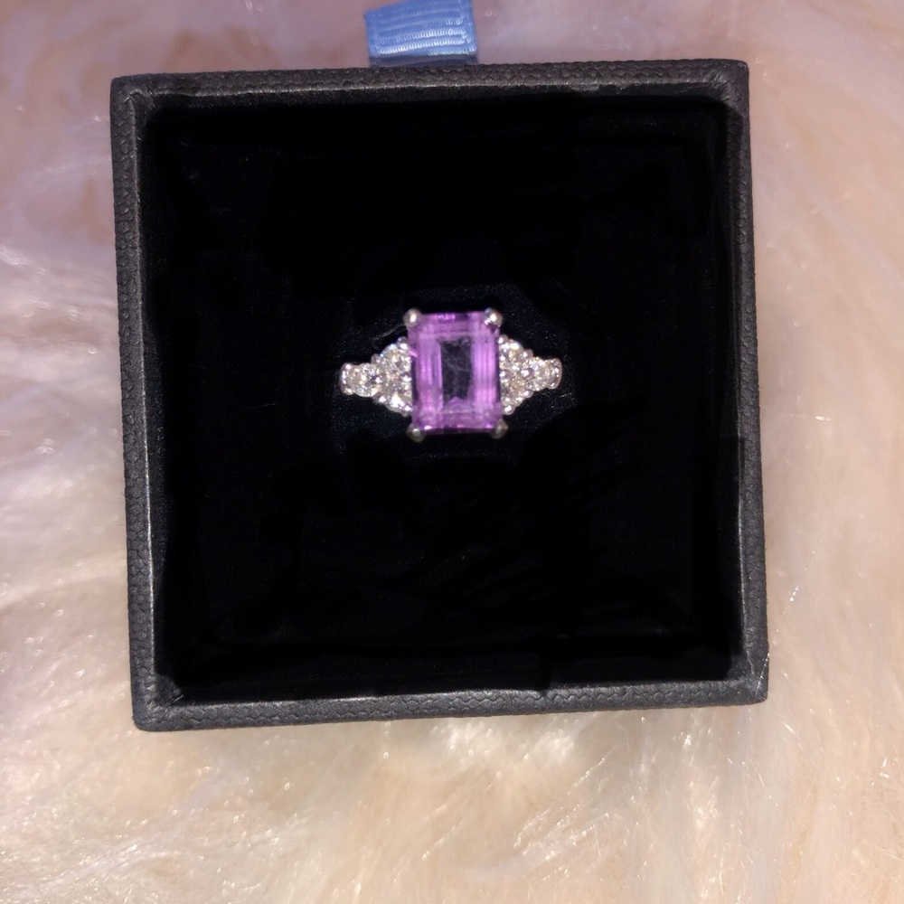 1.62 Ct Amethyst and diamond ring.  Size 7
